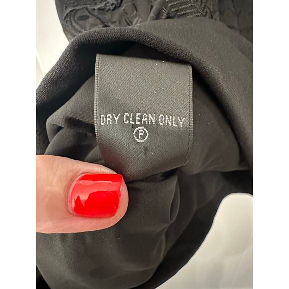 Nicole Miller Artelier Floral Embroidered Black Mock Neck Keyhole Dress Sz Small - Picture 11 of 13